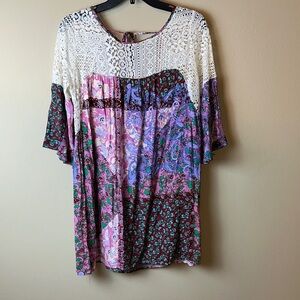 Umgee Boho Lace and Floral Tunic